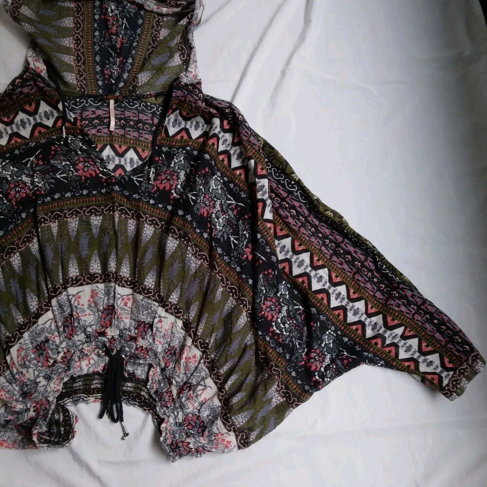 Free People Hold On Tight Gauze Pullover Hoodie Top Dolman Sleeve Women's XS - Picture 4 of 15